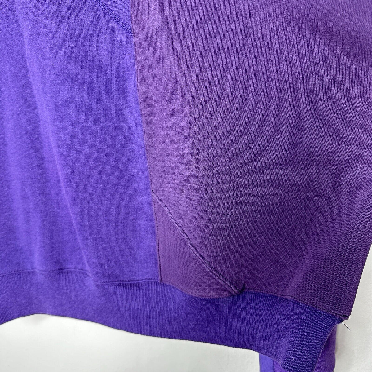 EB Denim Rich Purple Color Block Long Sleeve Crew Sweater Banded Wrist & Hem 1