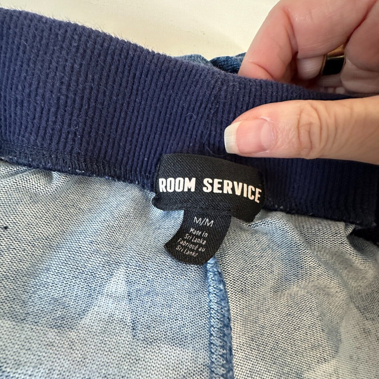 Room Service Blue Star Print 3/4 Sleeve Light Sweater and Drawstring Joggers M