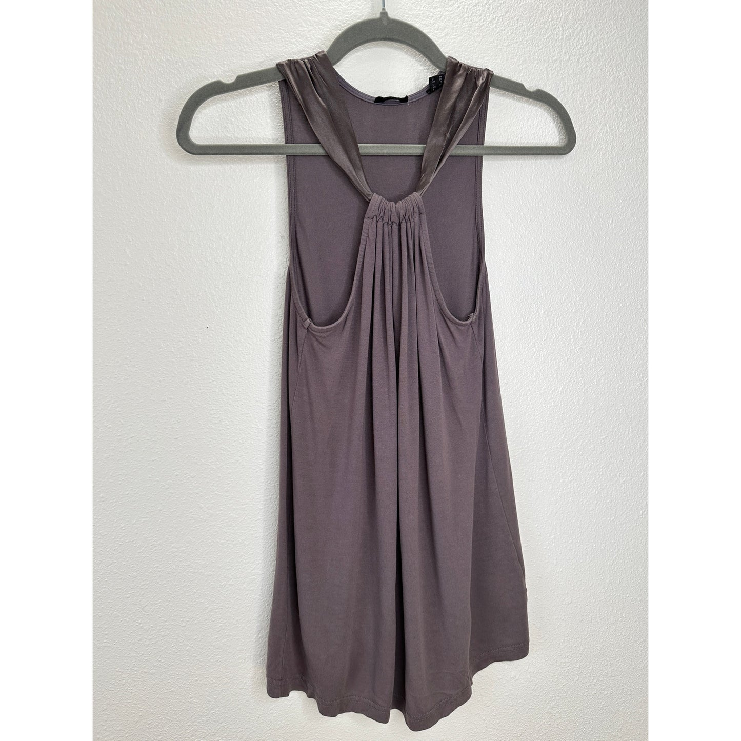 Esprit Gray Satin Strap Racer Front Flowy Tank Top