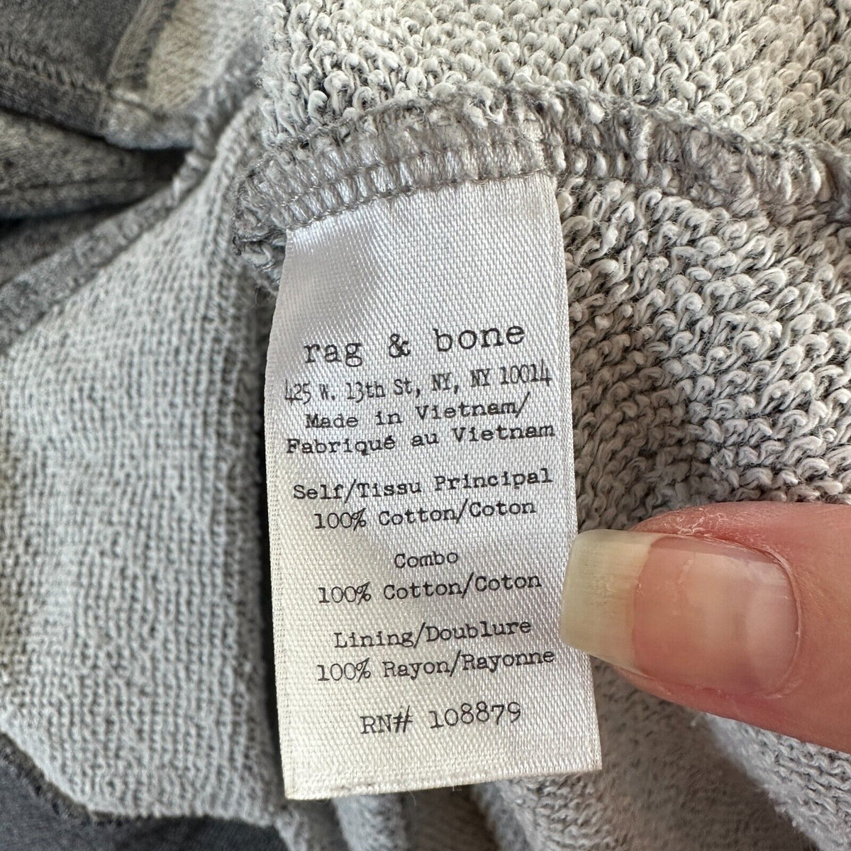 Rag & Bone Heather Gray Georgia Boxy Jumper Sweatshirt Dark Gray Trim S