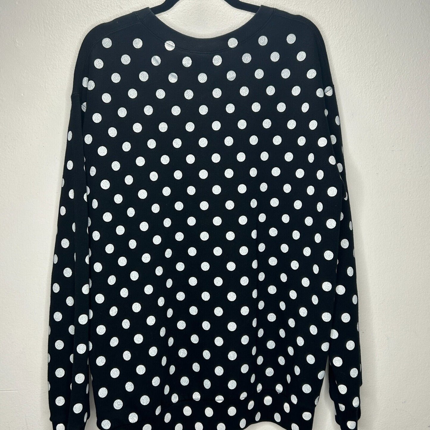 NWT Gucci Black & White Polka Dot Logo Long Sleeve Round Neck Sweatshirt L