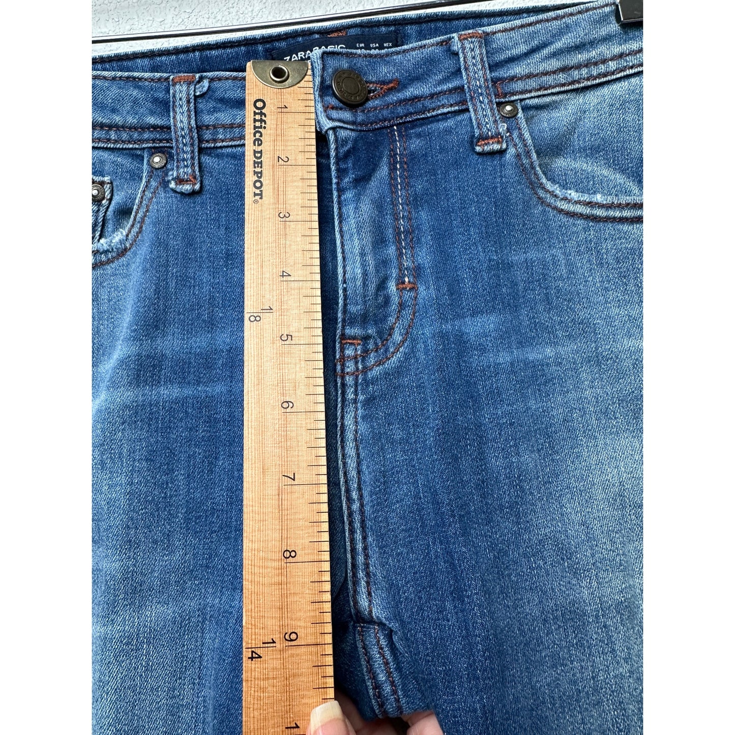 Zara Jeans Medium Wash Womens US 8 Pink Glitter