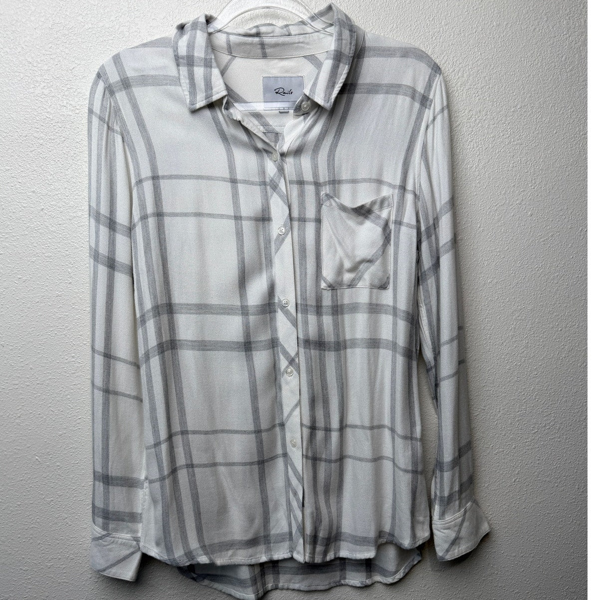 Rails Hunter Shirt White Fog Gray Plaid Button Front US S