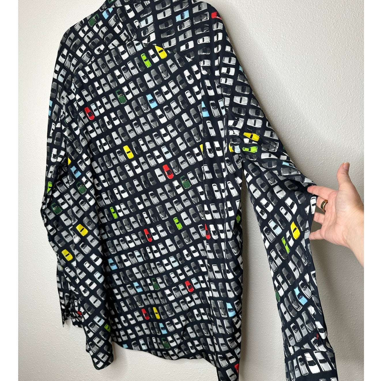 Bottega Veneta Black Car Print Long Sleeve Button Shirt Tunic 54 / L