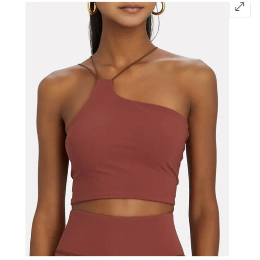 Alix NYC Rust Avon Asymmetrical Neckline One-Shoulder Spaghetti Strap Crop S