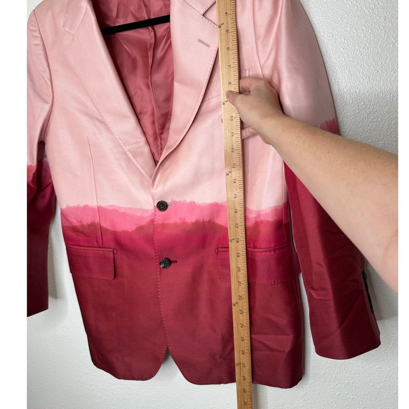 Alexander McQueen Pink Dip Dye 2-Button Silk Wool Blend Blazer Jacket 50