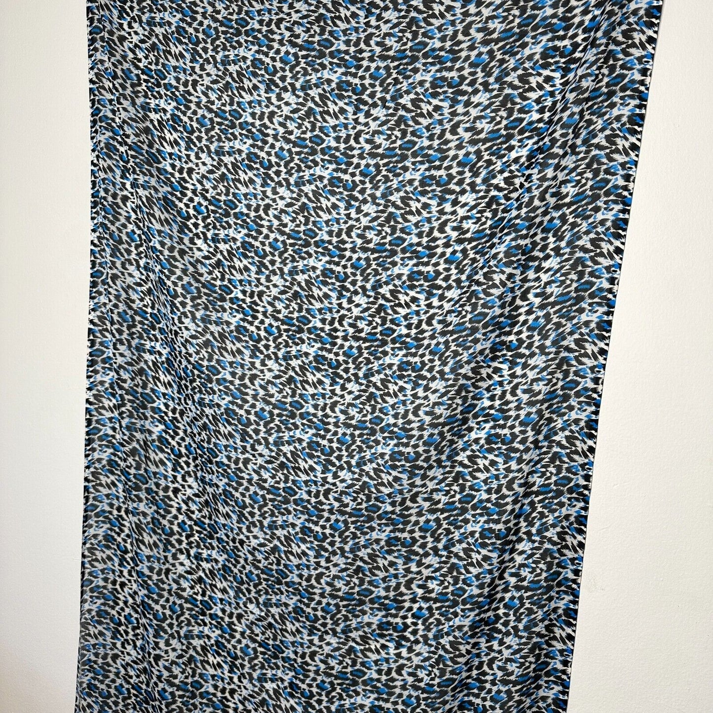 India Boutique XL Blue Black & White Animal Print Polyester Shawl Wrap Scarf