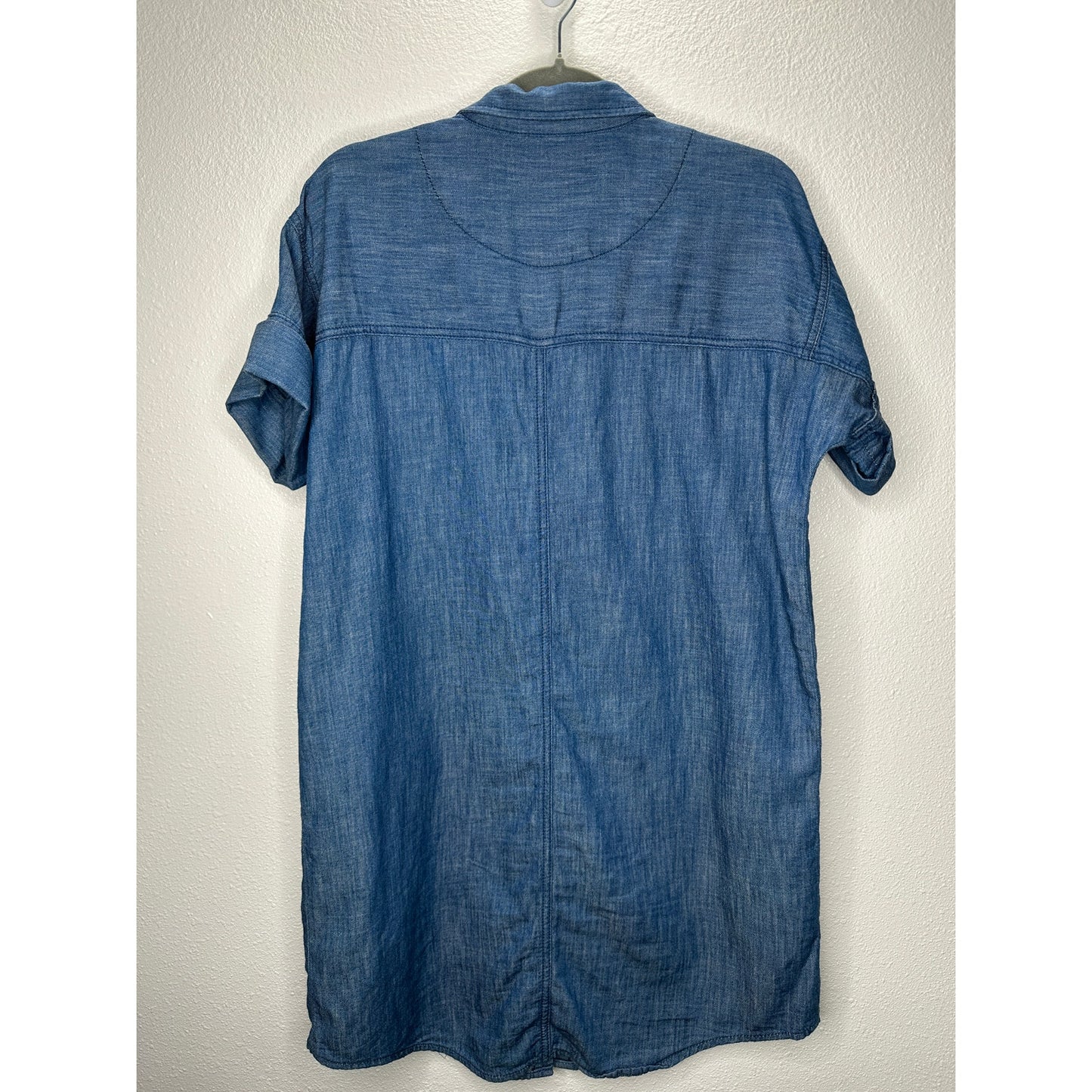 Blank NYC Medium Blue Denim Short Sleeve Pocket Jean Shirt Dress S