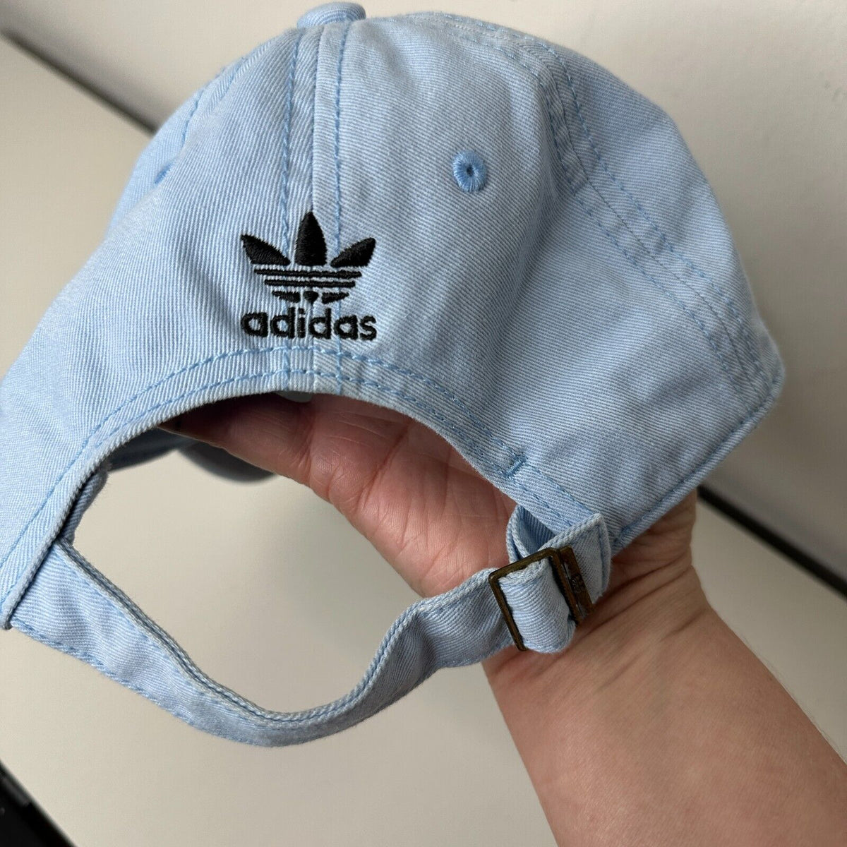 Adidas Pale Baby Blue with Black Adidas Logo Womens Baseball Hat OS