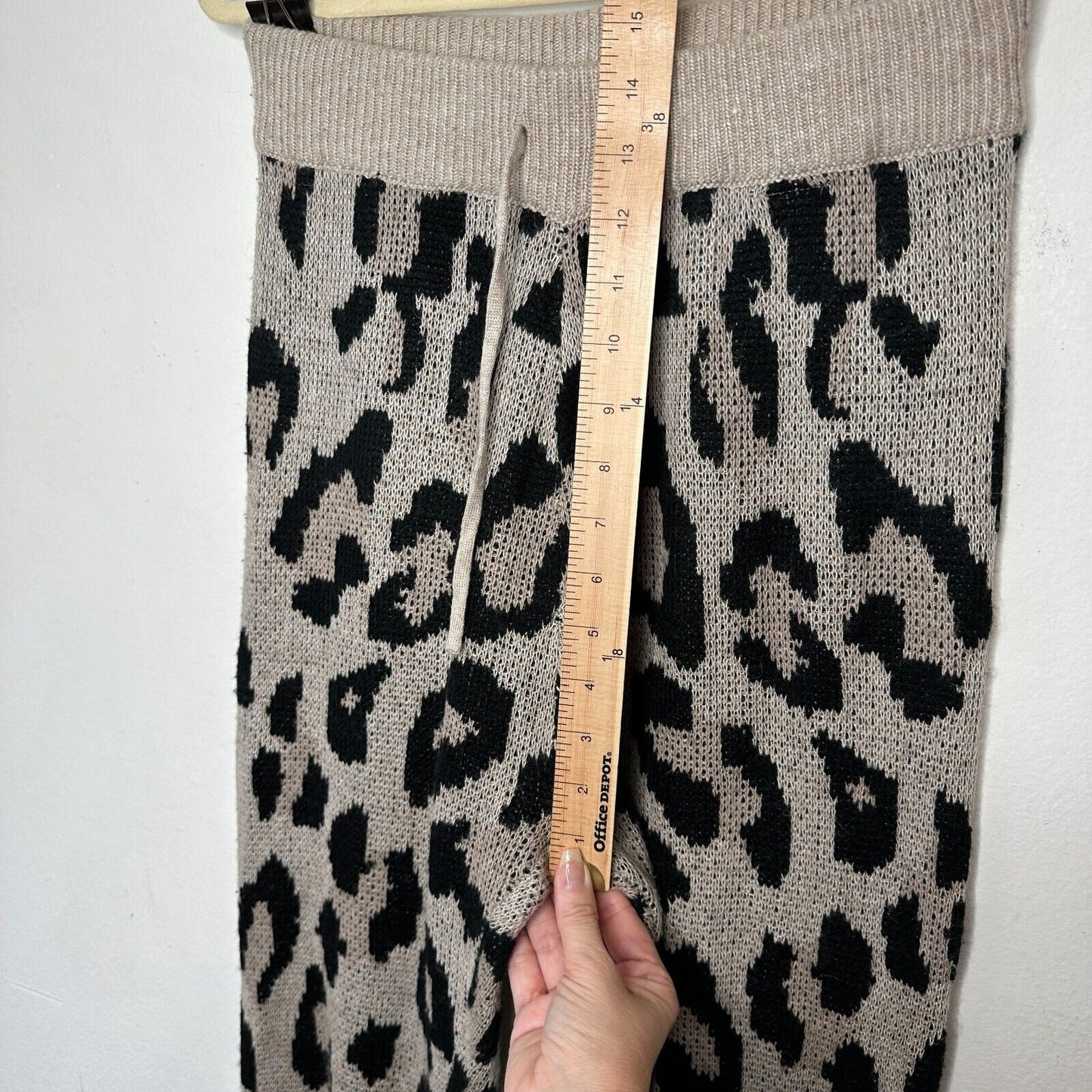 Olivaceous Tan Black Cheetah Print Jogger Pajama Pant Wide Drawstring Waist L