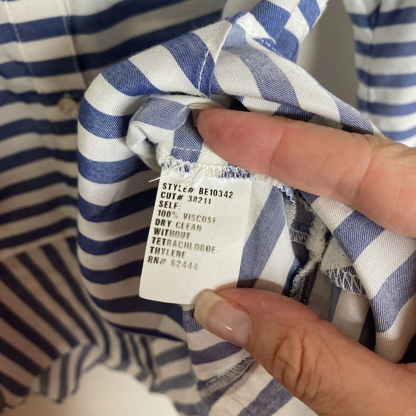 Artelier Blue and White Stripe Collar Button Down Bell Tie Sleeve Blouse XS