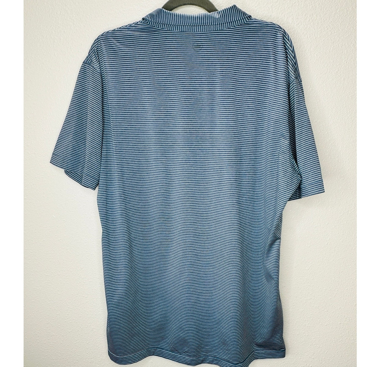 Peter Millar Light Blue & Blue Jean Stripe Short Sleeve Golf Shirt L