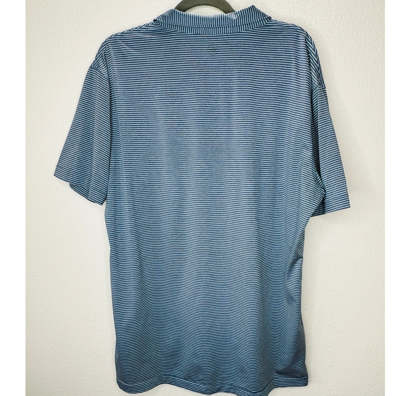 Peter Millar Light Blue & Blue Jean Stripe Short Sleeve Golf Shirt L