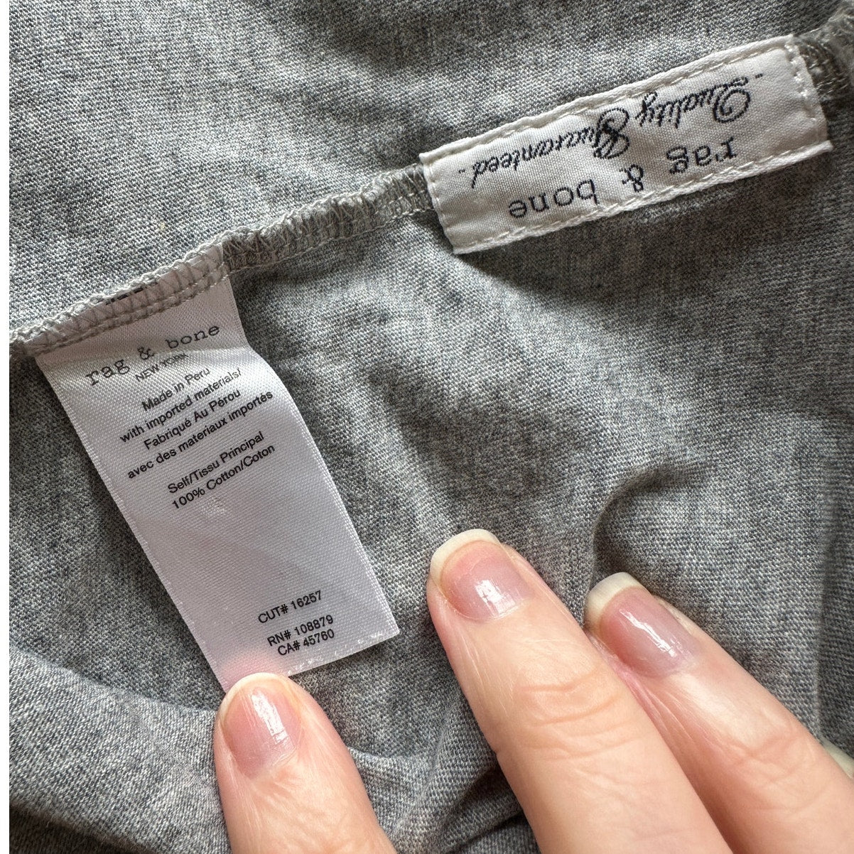 Rag & Bone Heather Gray Cotton Long Sleeve Chest Pocket Crewneck Tee XL