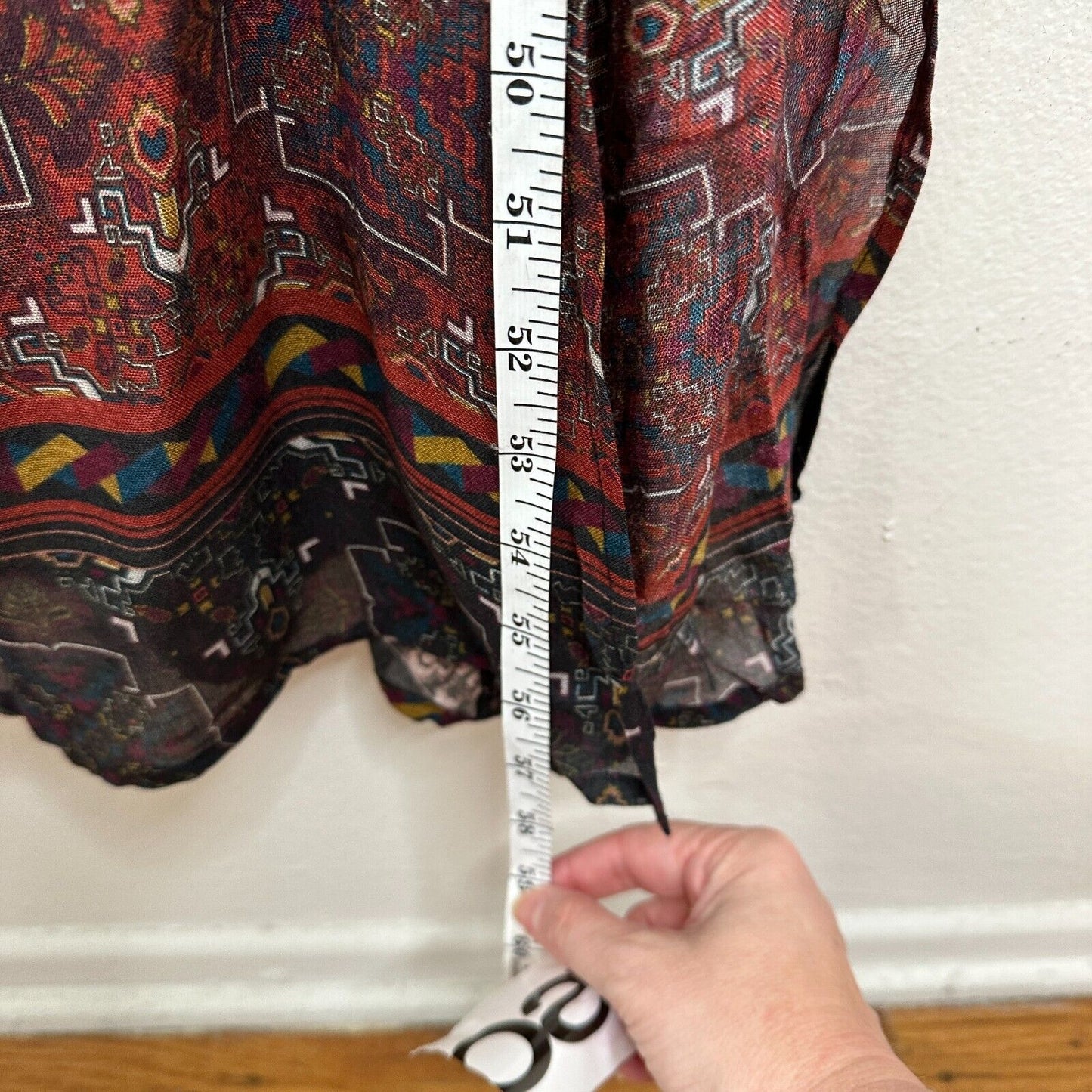 Line & Dot Black Rust Aztec Lace Trim Slit Maxi Cold Shoulder Long Sleeve M