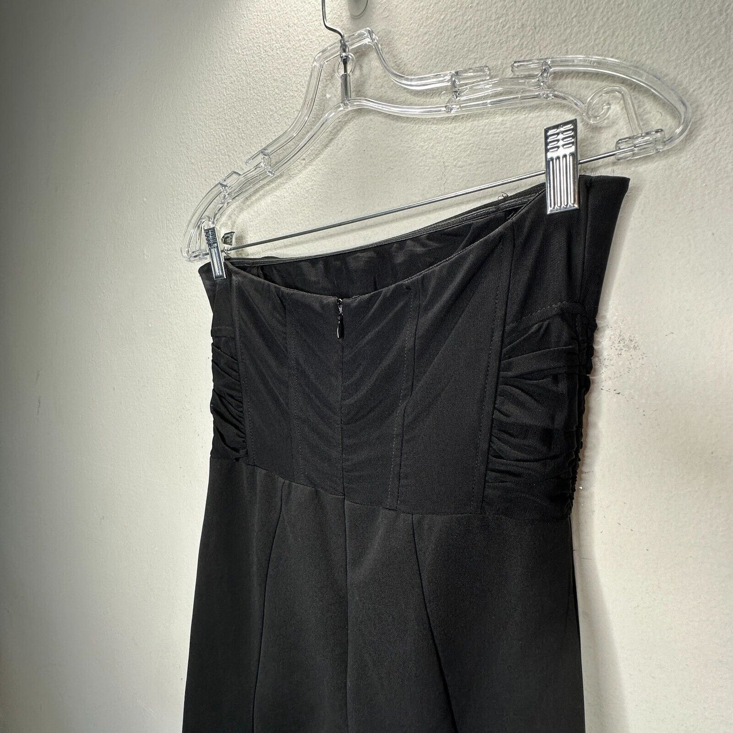 Klesis Black Kori Strapless Midi Feathered Bottom Boned Corset Zip Back Large