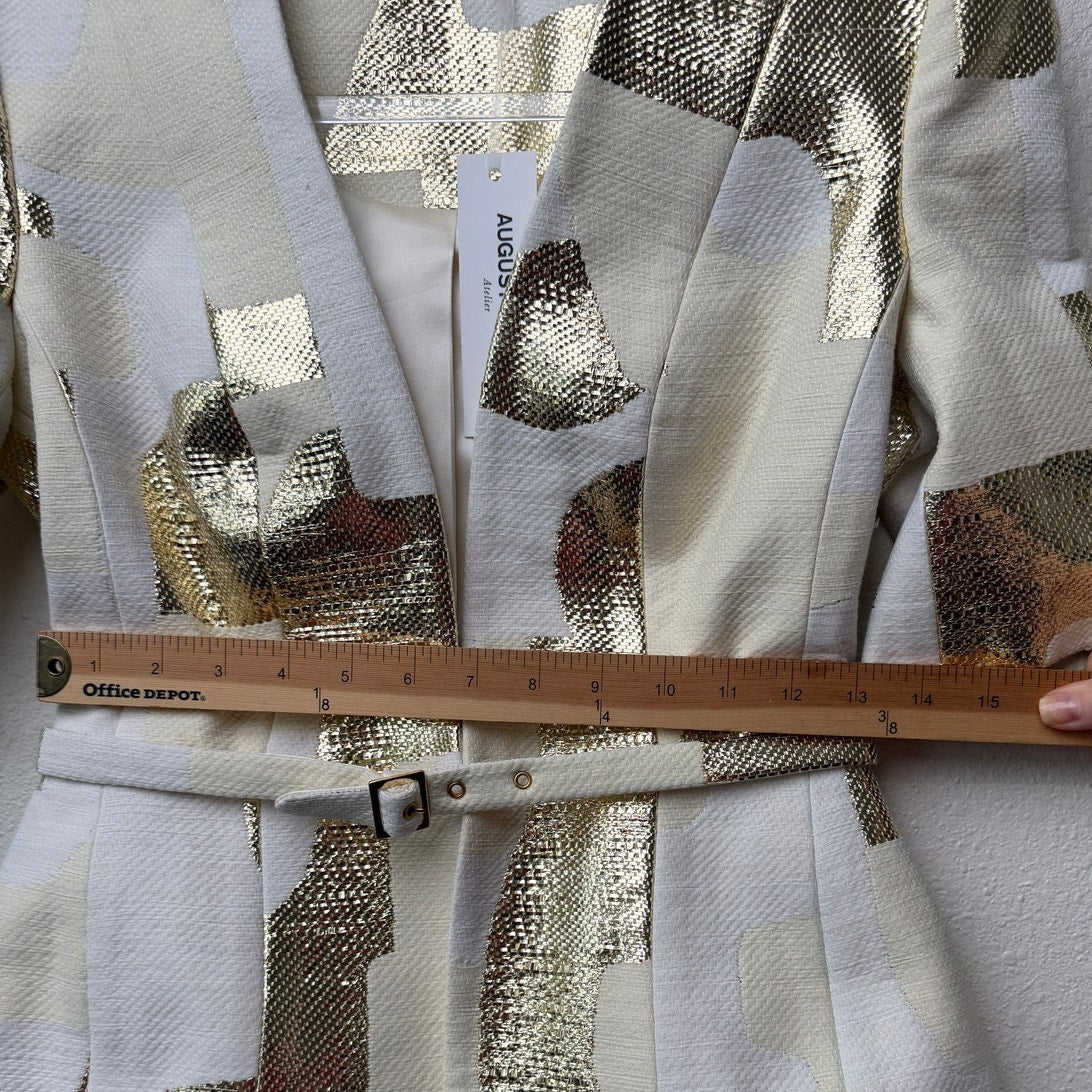 NWT August Getty Atelier "Thalia" Brocade Belted Blazer US 2
