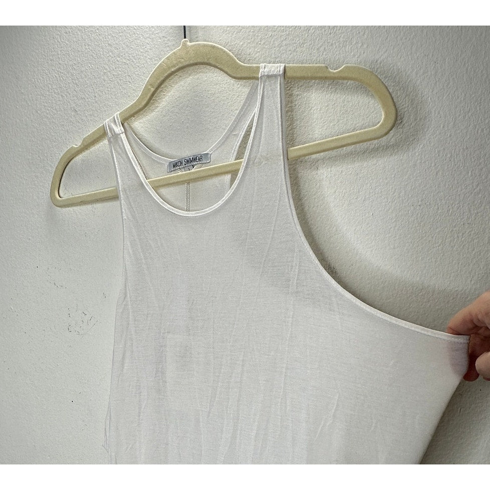 Mikoh Swimwear Maverick Sheer White High Neck Maxi Tank Dress