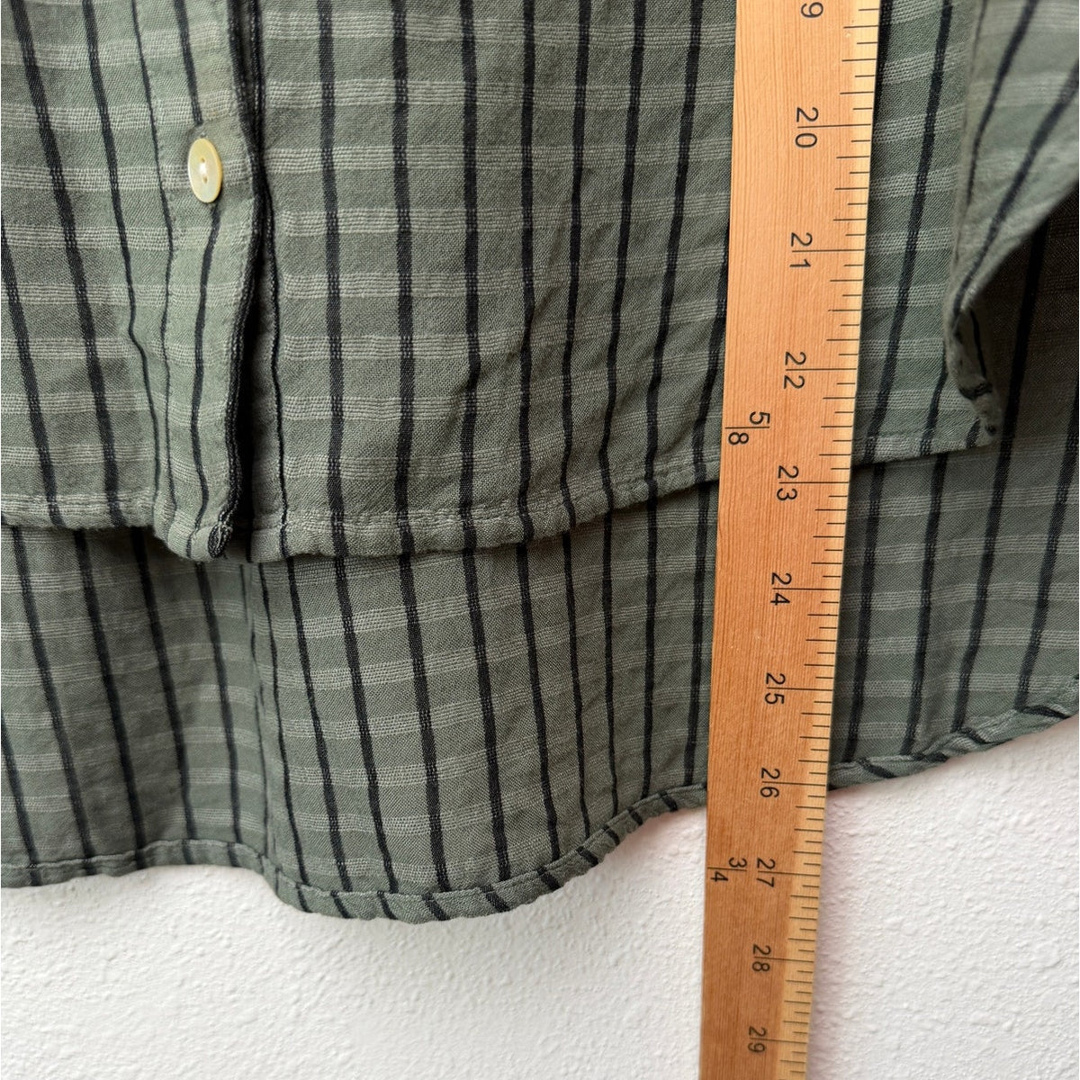 Cloth and Stone Green Plaid Puff Sleeve Linen Buttondown Women's US S