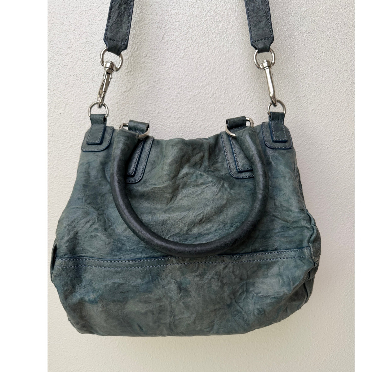 Givenchy Blue Green Zip Satchel Bag Women's