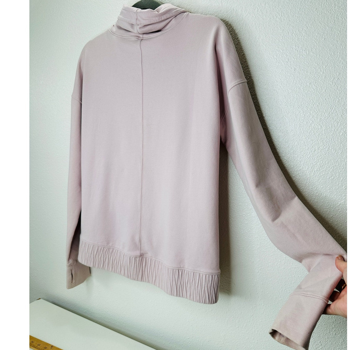 Lululemon Pale Pink Cowl Neck Long Sleeve Banded Bottom Sweat shirt 6