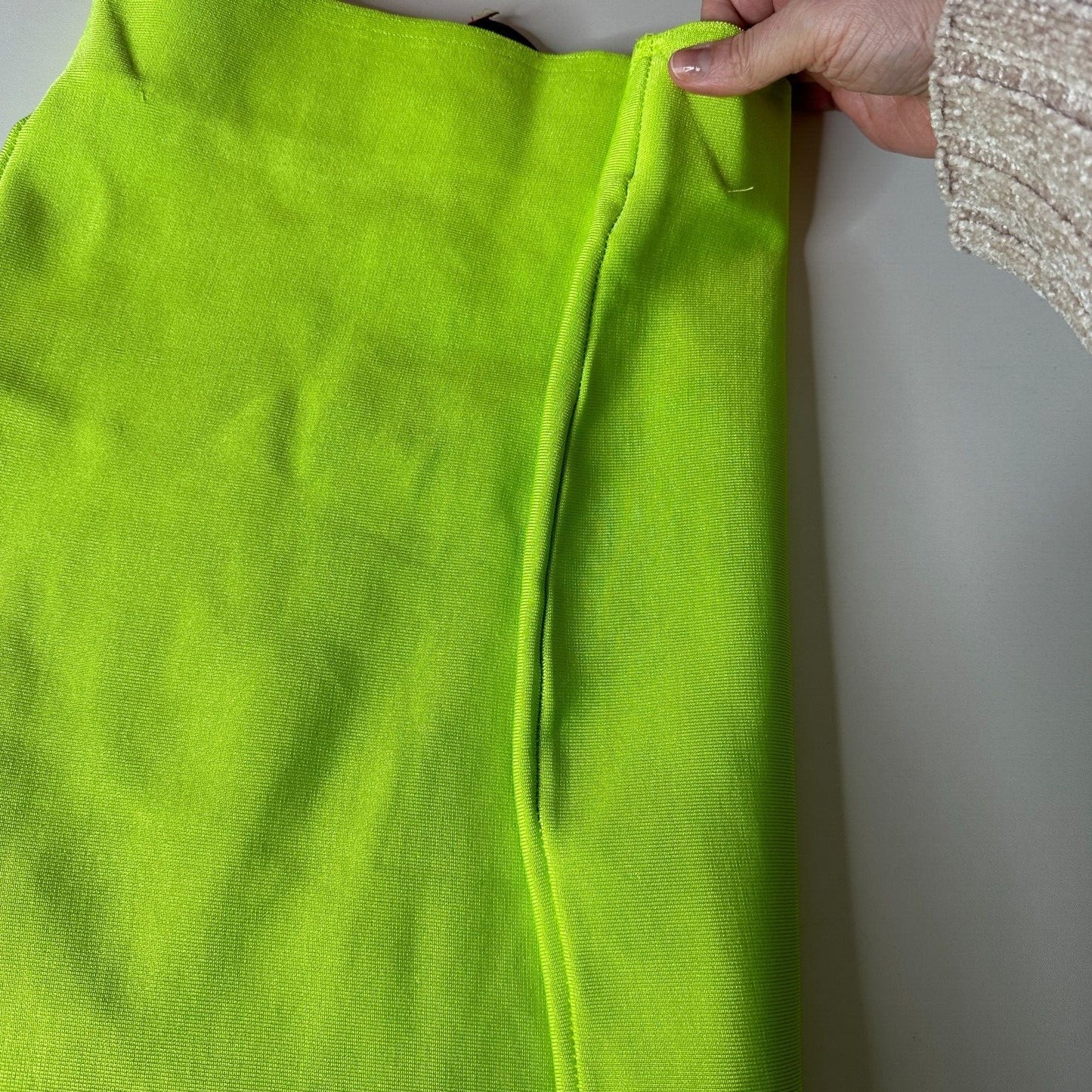 Wow Couture Fluorescent Lime Yellow Green Bandage High Waist Bodycon Mini M