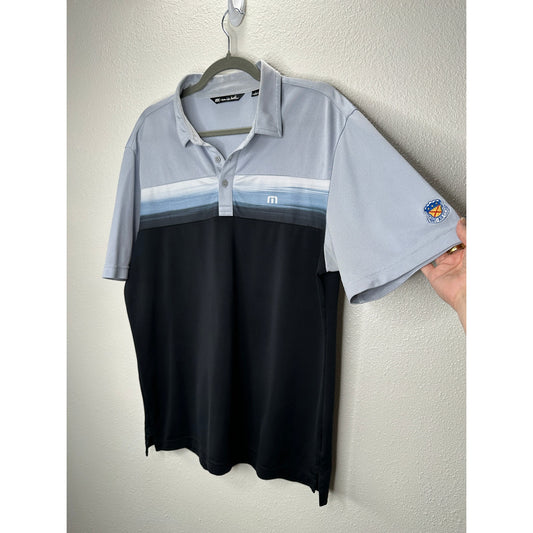 Travis Matthew Light Blue to Black Ombre Short Sleeve Golf Shirt M