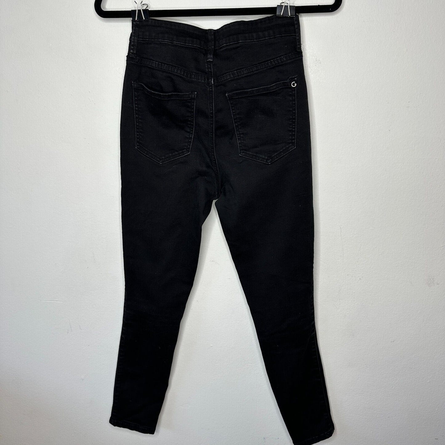G By Guess Edgy Stone Black Lace-Up Front High Waist Stretch Skinny Jeans 28