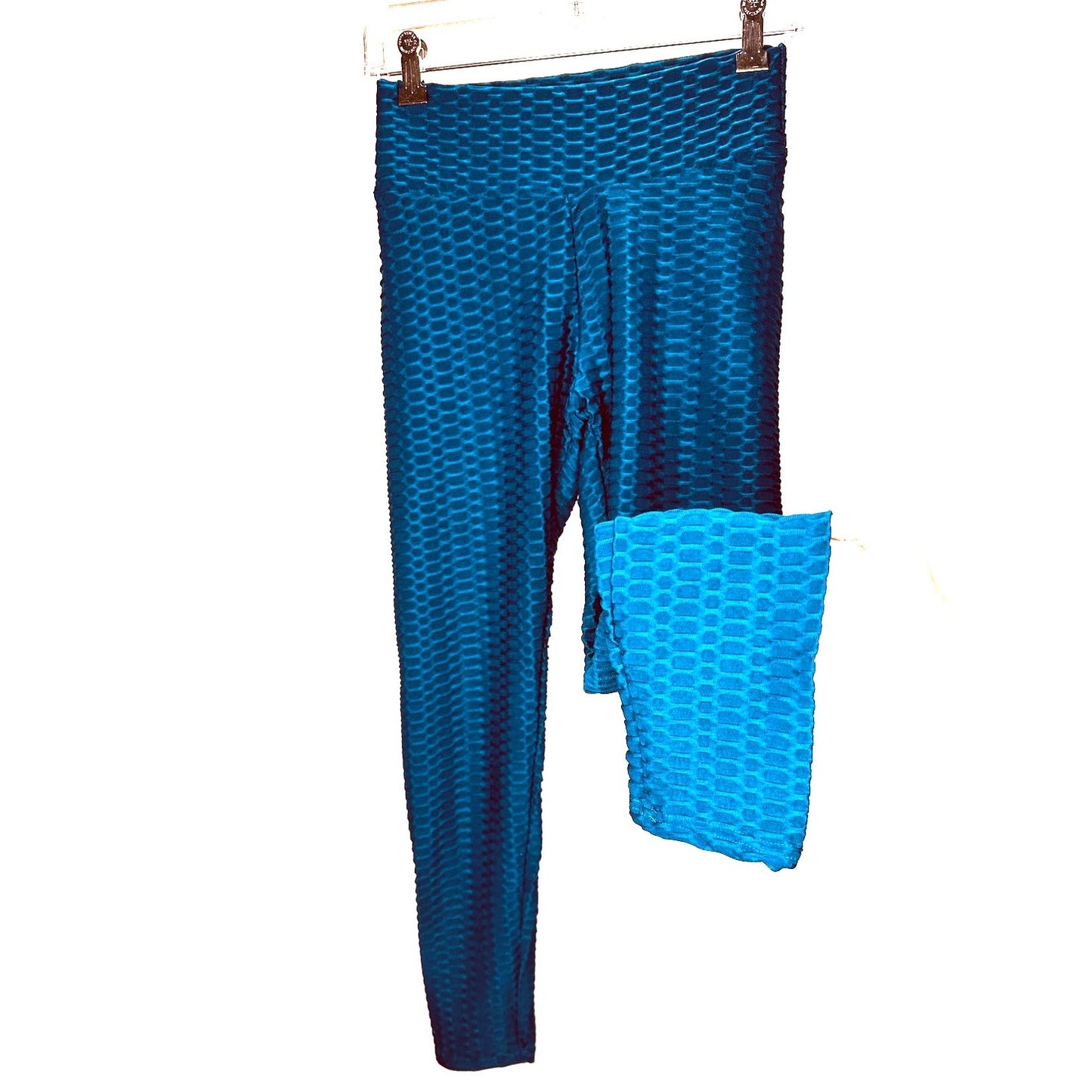 Dark Blue Embossed Scrunch Butt Yoga Pant Medium