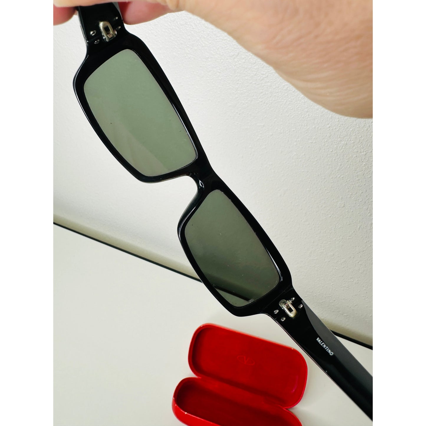 Valentino Black Sunglasses with Silver & Blue Bead Embellishment