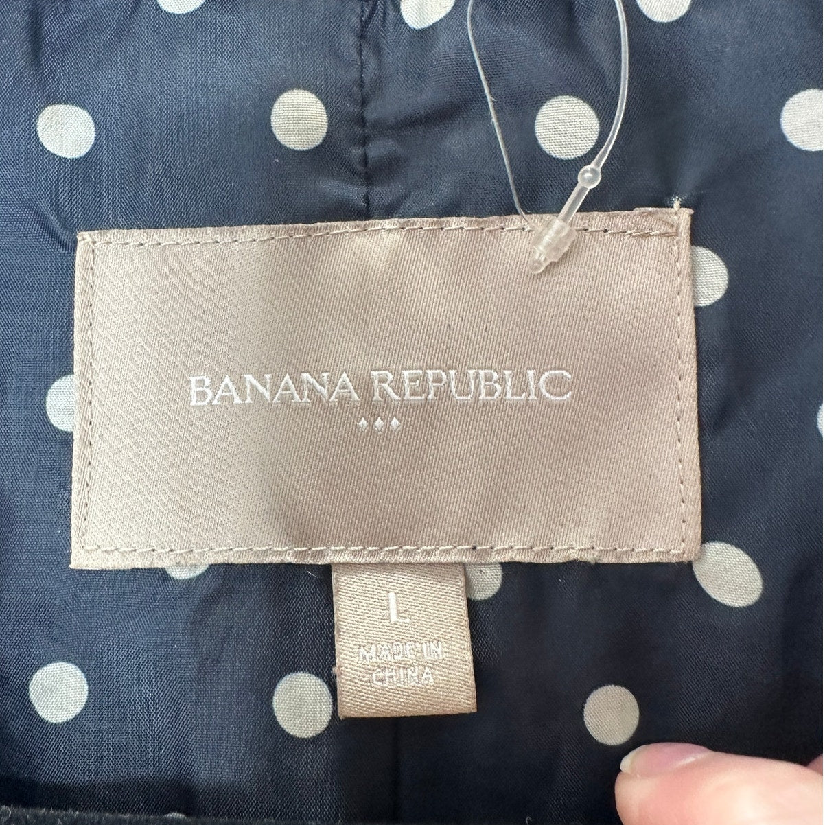 Banana Republic Navy Diamond Quilted Zip Belted Mock Neck Jacket L