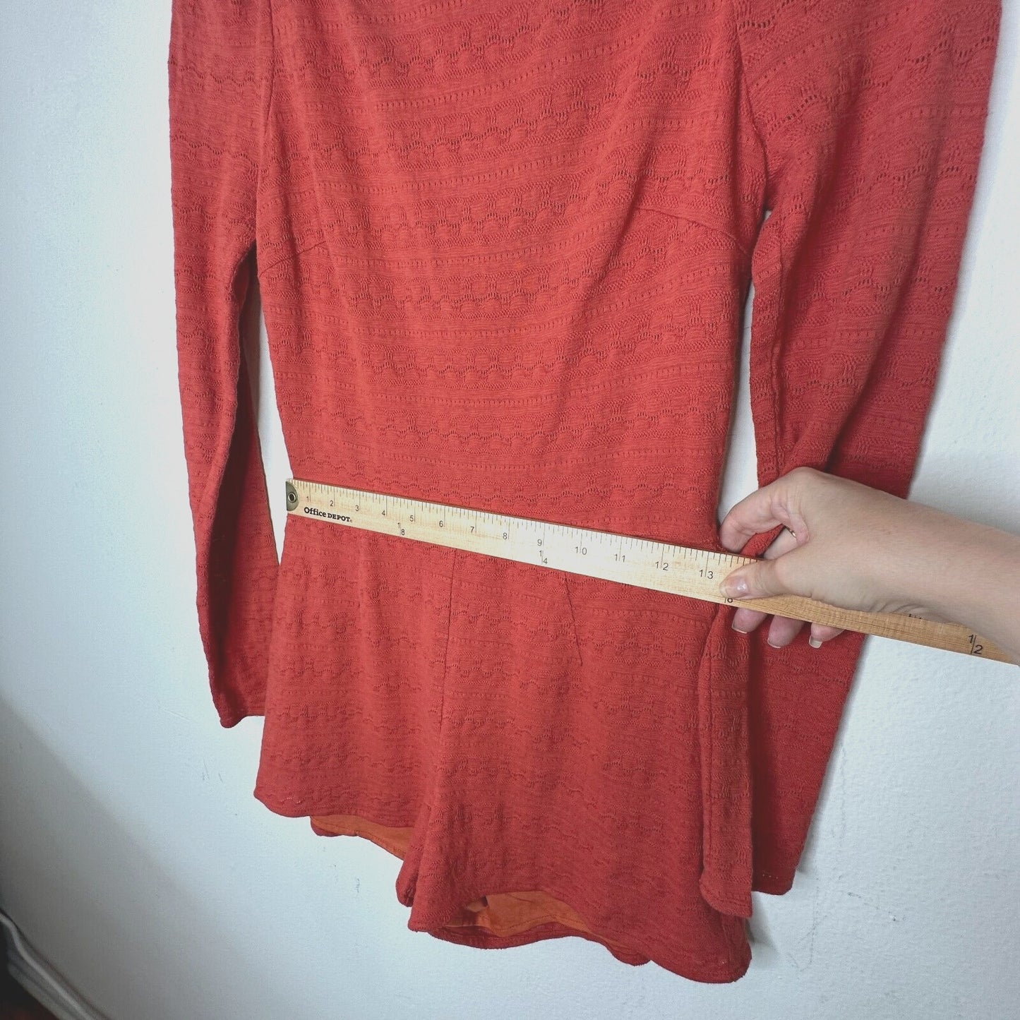 Ark & Co Salmon High Neck Long Sleeve V Back Zip Embroidered Zip Romper S