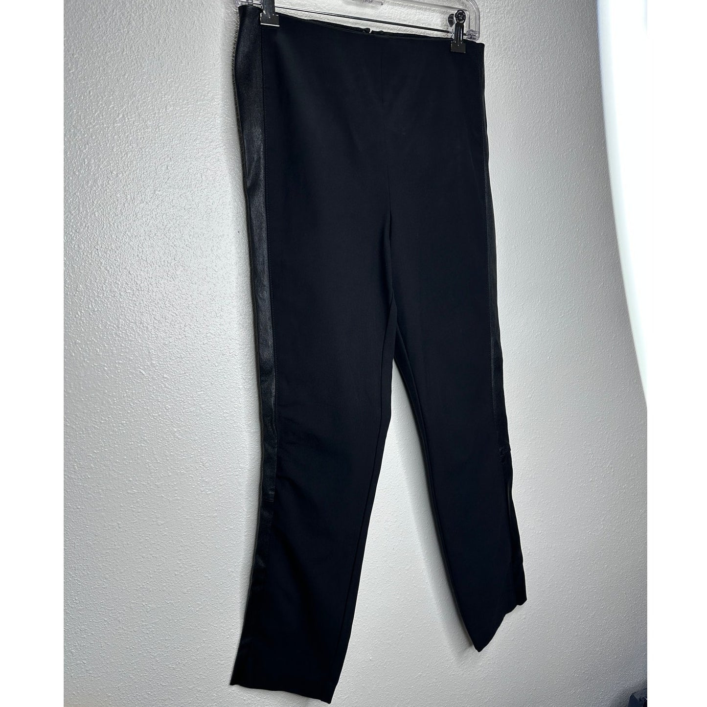 Rag & Bone Black Lamb Leather Side Stripe Back Zip Stretch Pants 8