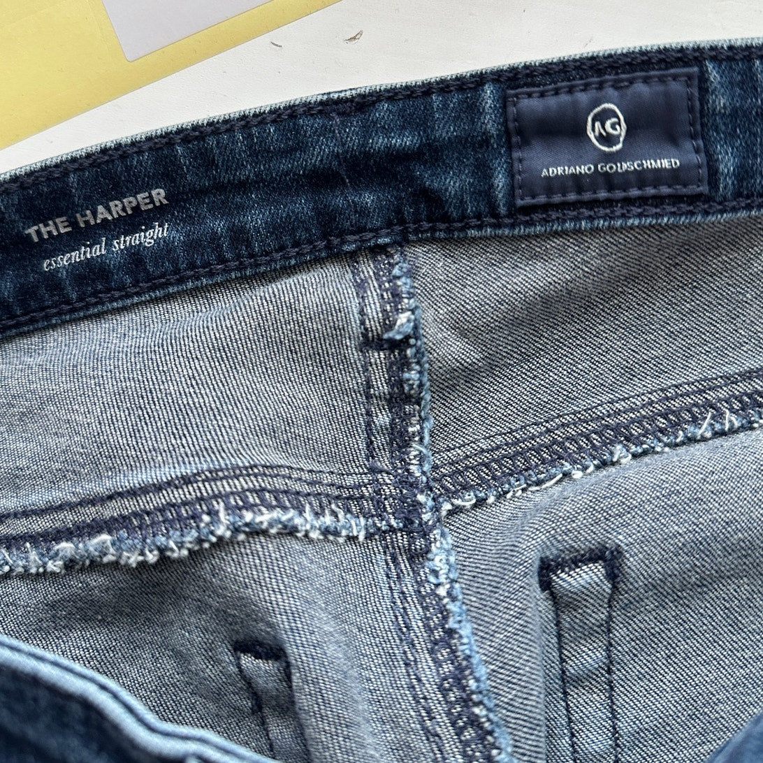 AG Dark Wash The Harper Essential Straight Raw Hem Jeans 29