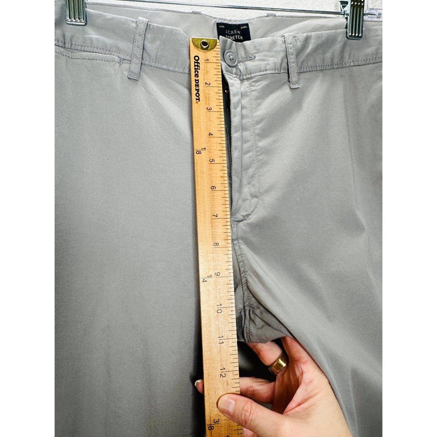 J Crew Khaki Gray 484 Stretch Chambray Trouser Pant Chino 34 / 32