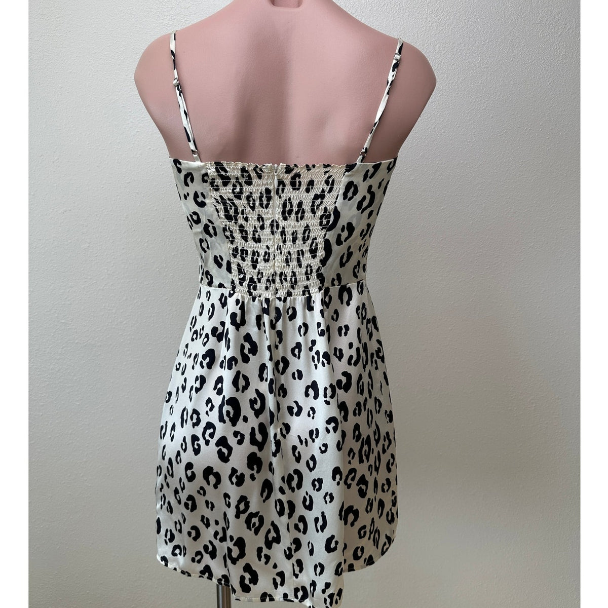 Reformation Silk Cheetah Print Slip Mini Dress Cream/Black Women’s 4
