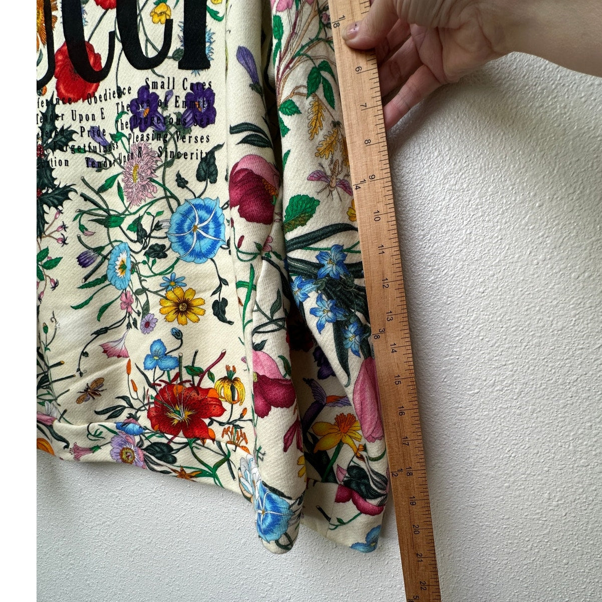 Gucci Flora Print Oversized Crewneck Sweatshirt Cream Women M