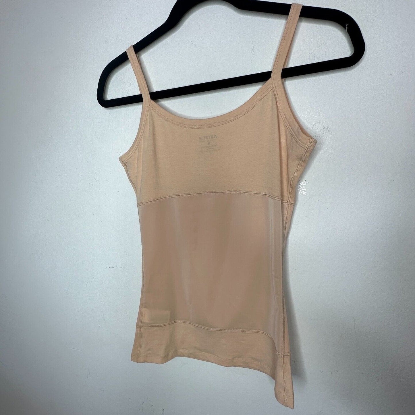 Yummie Tummie Boyfriend Tan Spaghetti Strap 3-Panel Shaping Tank Scoop Top Med