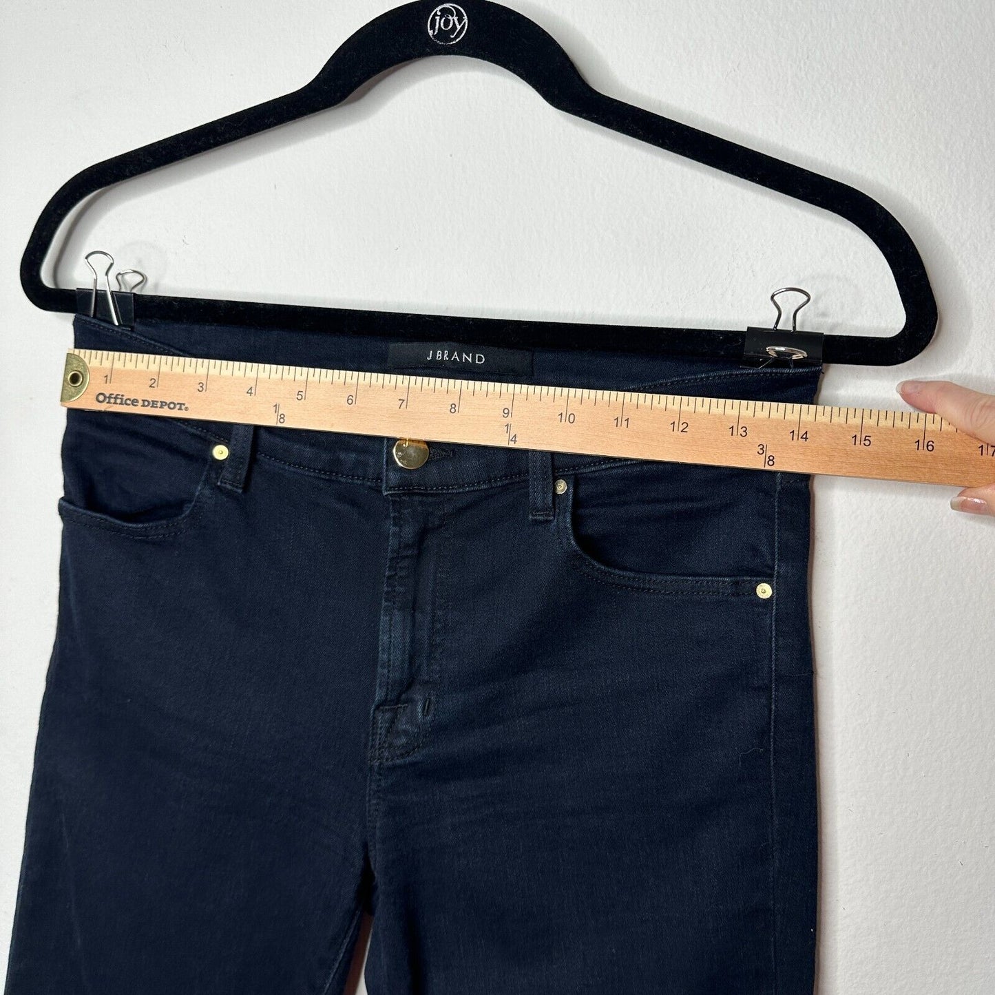 J Brand Crop Raw Hem Mid Rise Super Skinny Dark Blue Mercy Distressed Jeans 27
