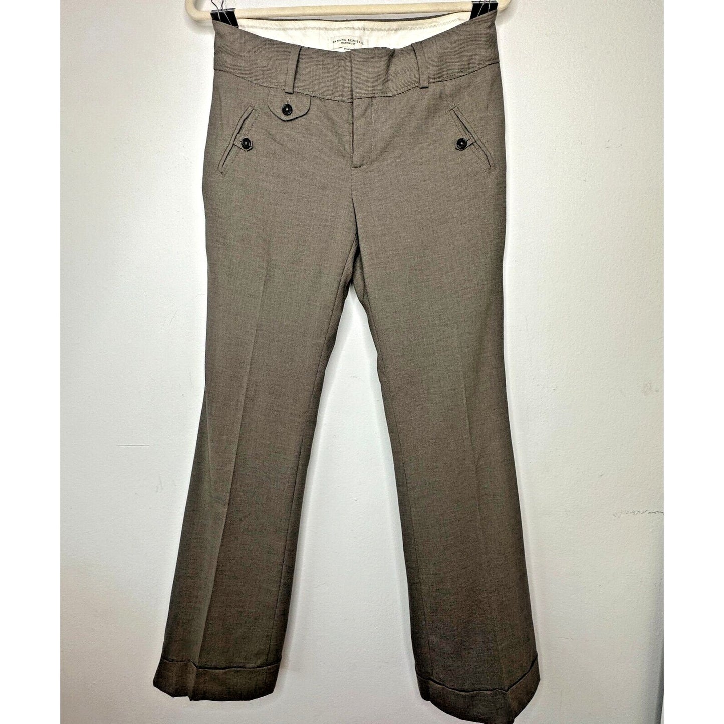 Banana Republic Brown Pinstripe Martin Fit Wide Leg Stretch Cuffed Dress Pant 4