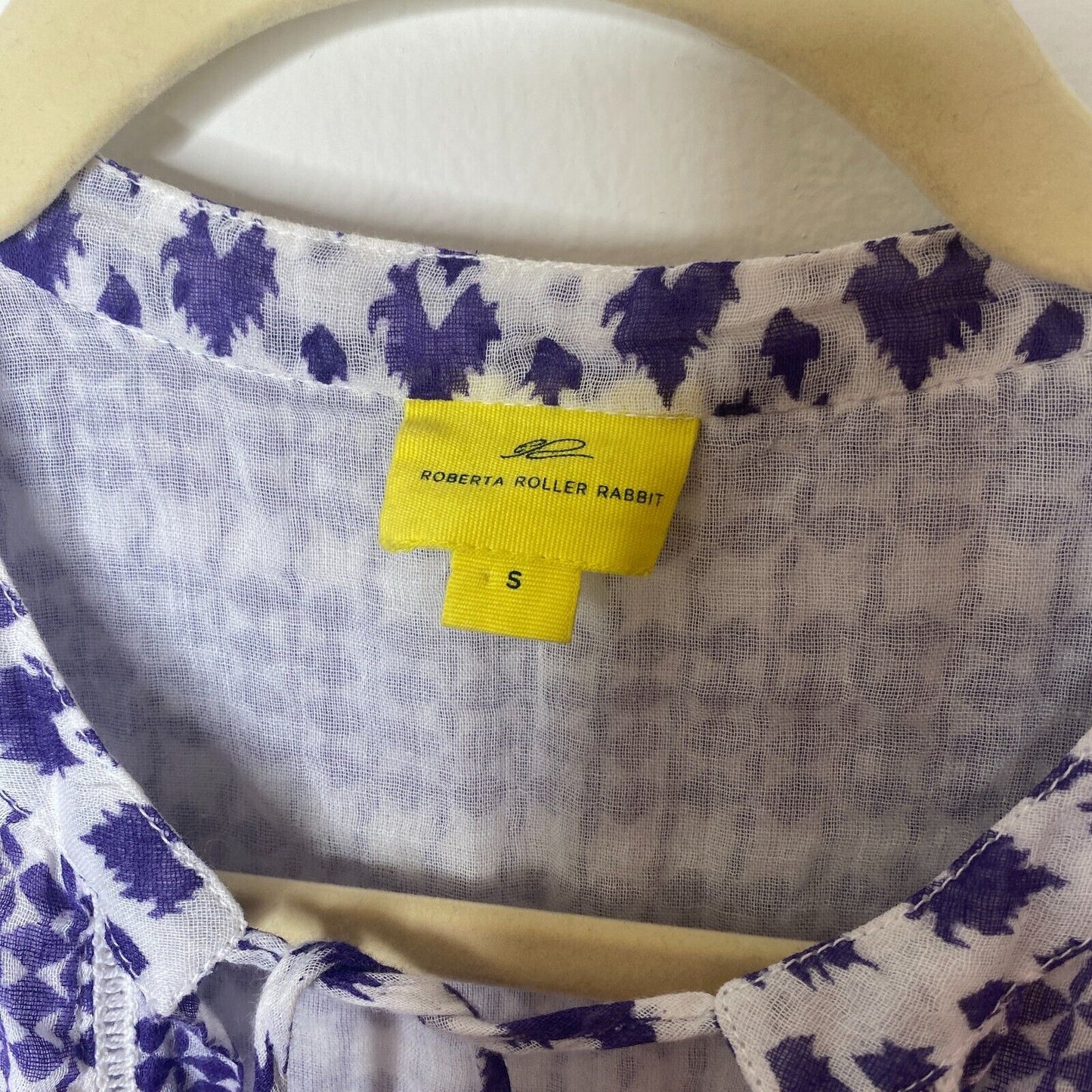 Roberta Roller Rabbit White Purple Sheer Serafina Pom Pom Tunic Top Tie Tassels