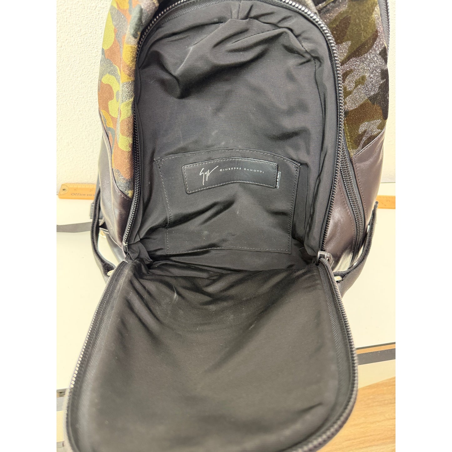 Giuseppe Zanotti Camouflage Velvet Backpack Army Print Italy