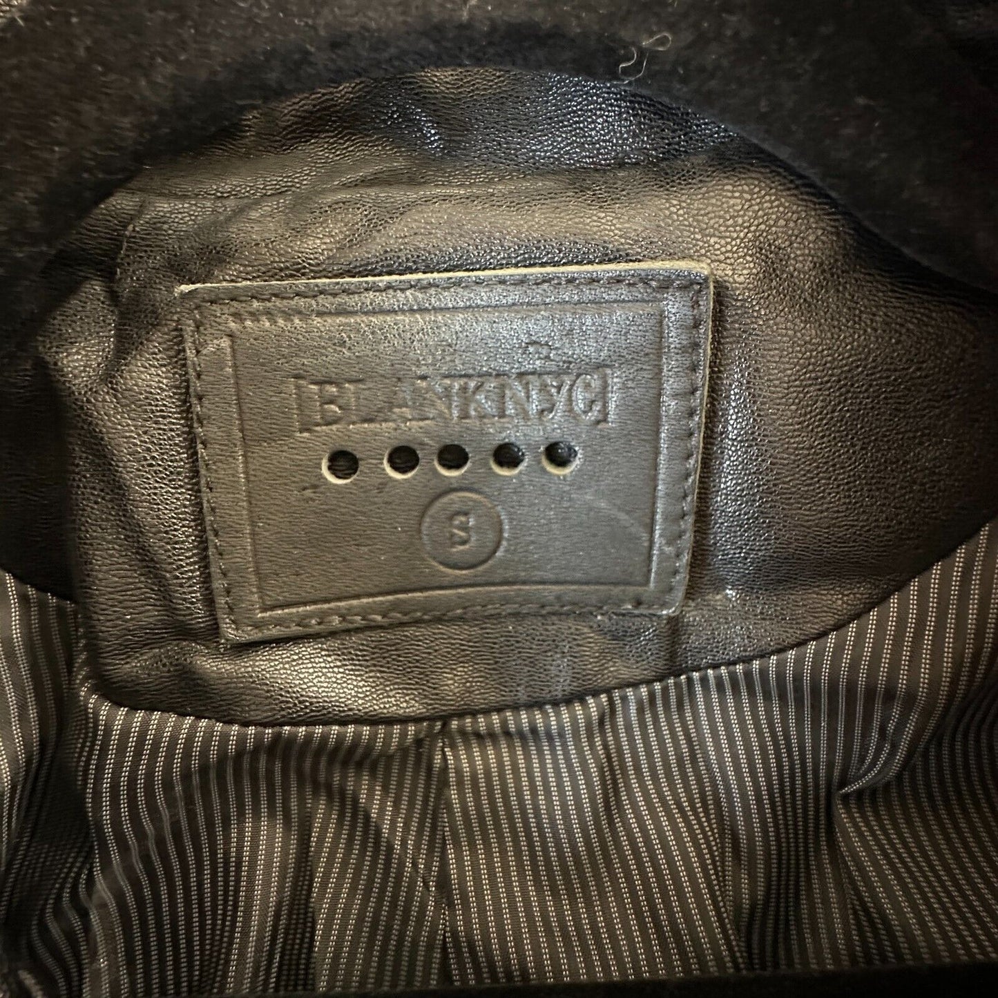 BlankNYC Black Faux Leather Zip Moto Jacket Quilted Shoulders & Back Design SM