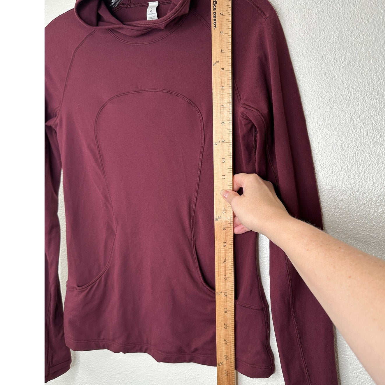 Lululemon Burgundy Long Sleeve Front Pocket Hooded Shirt 4