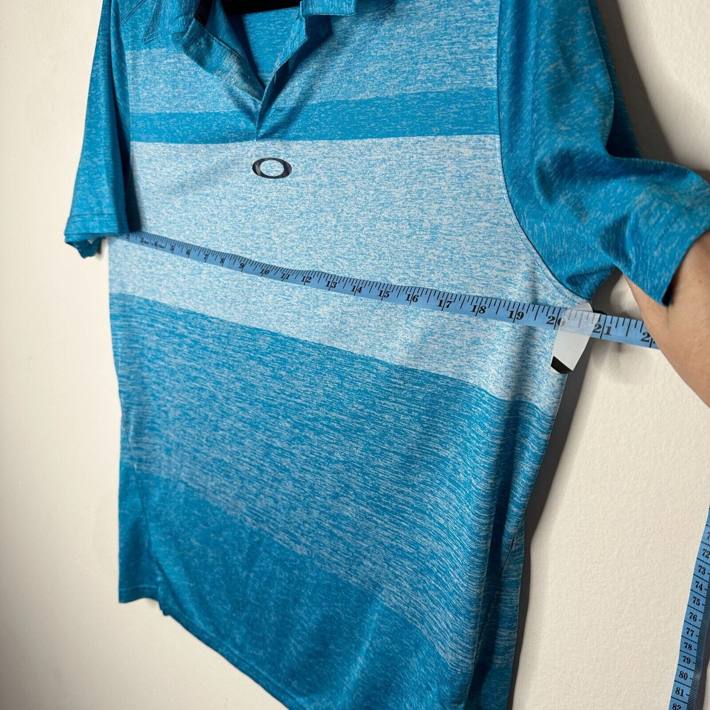 Oakley Bristol Pacific Blue Mens Short Sleeve Multi Stripe Polo Shirt Small