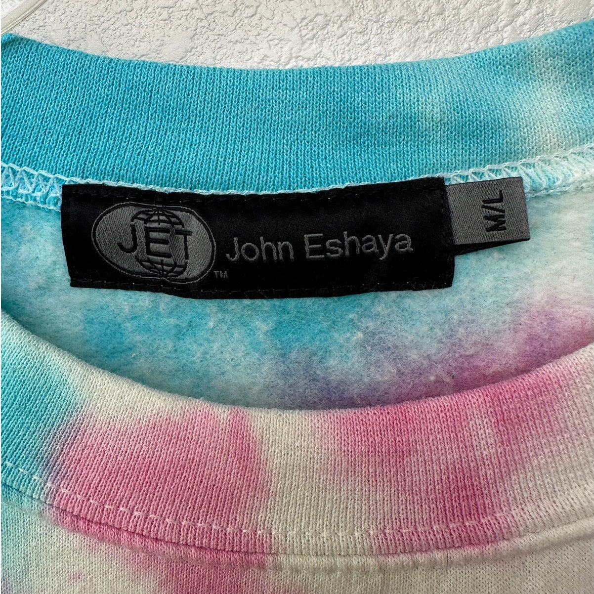 John Eshaya JET Pastel Rainbow Tie-Dye Smiley Face Sweatshirt Long Sleeve (M/L)