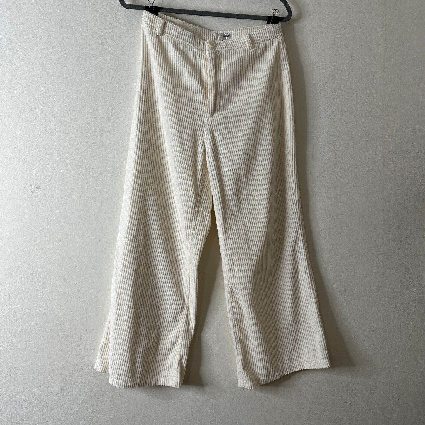 Amuse Society Winter White Wide Corduroy Back Pocket Ankle Flare Pants 27