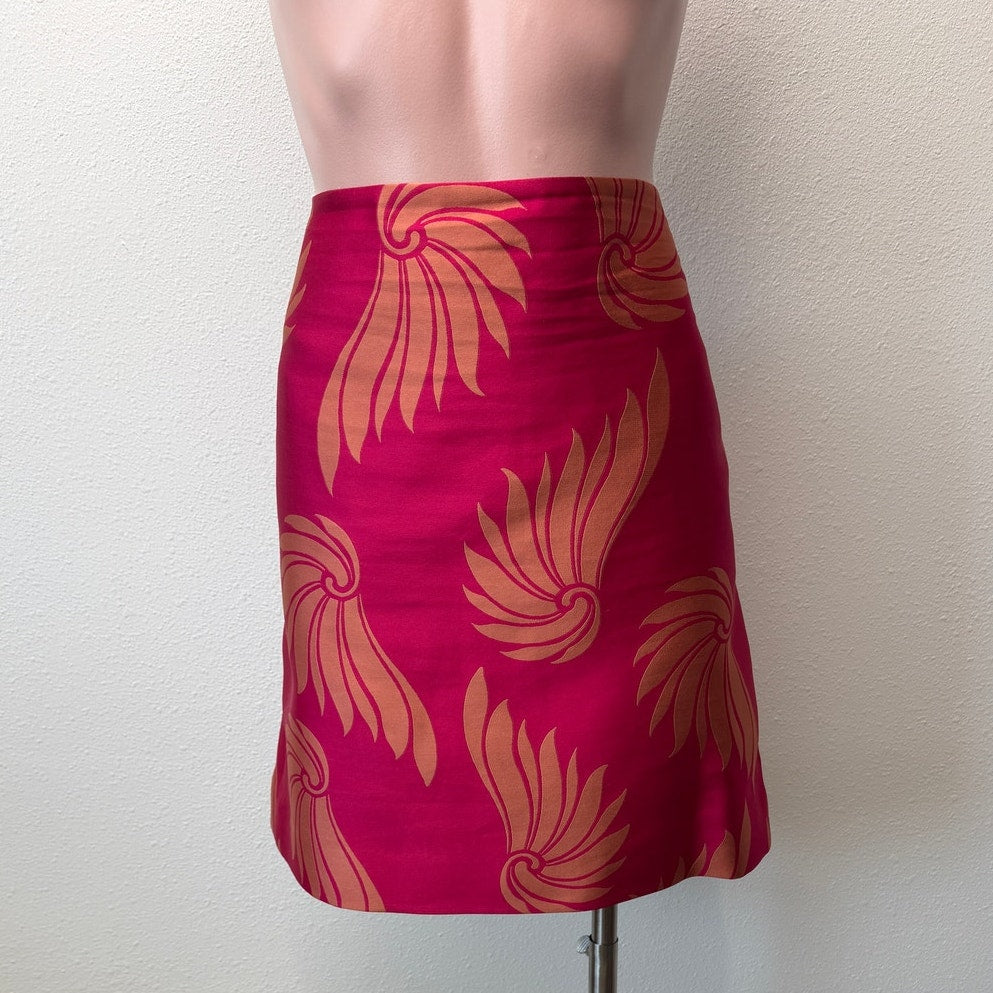 Dries Van Noten Fuchsia Peach Shell Silk Skirt US 12