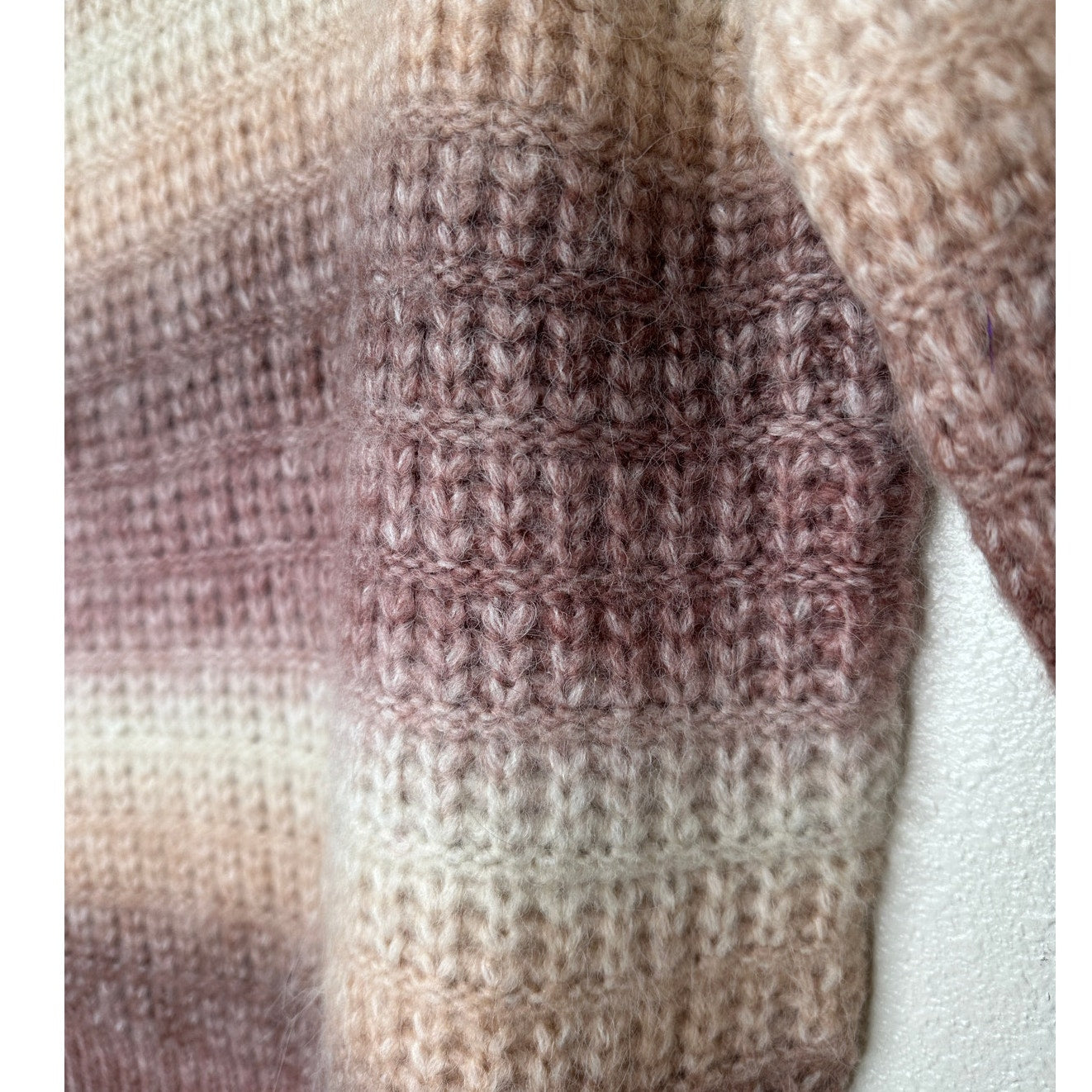 a. peach Cream Peach & Muted Red Striped Turtleneck Crop Sweater S