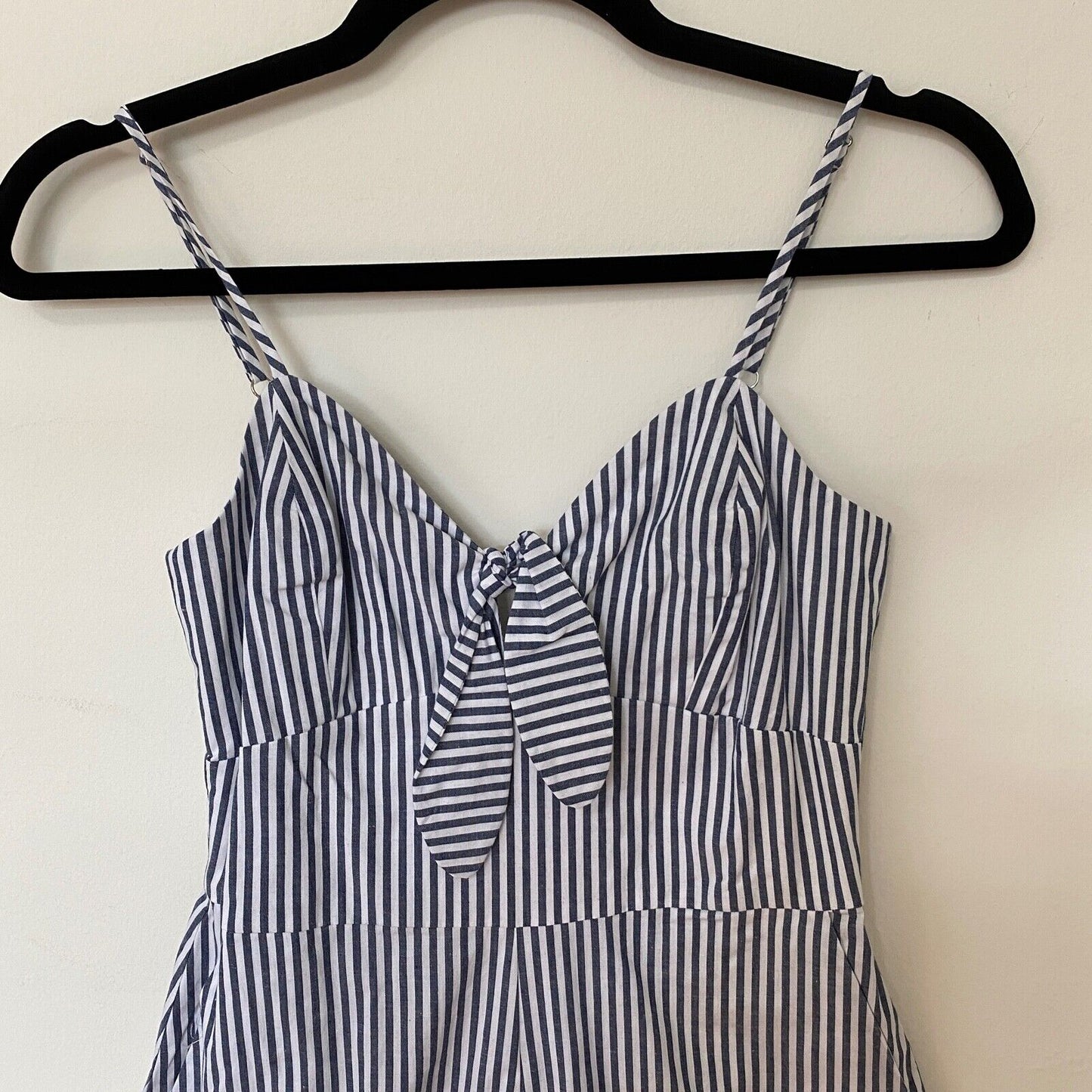 WAYF Massa Front Tie-Knot Pockets Blue White Pin Striped Jumpsuit Romper XS